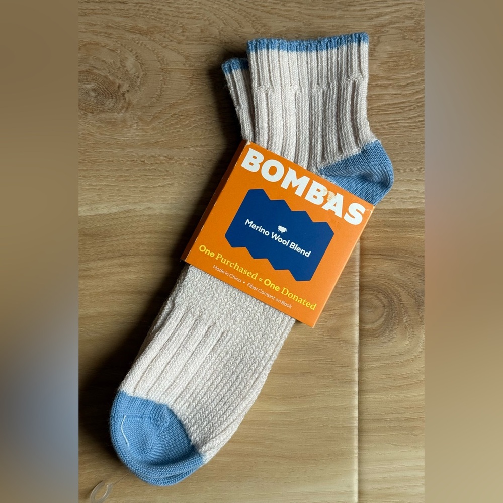 Bombas Merino Wool Blend Athletic Ankle Sock - Size L - NWT